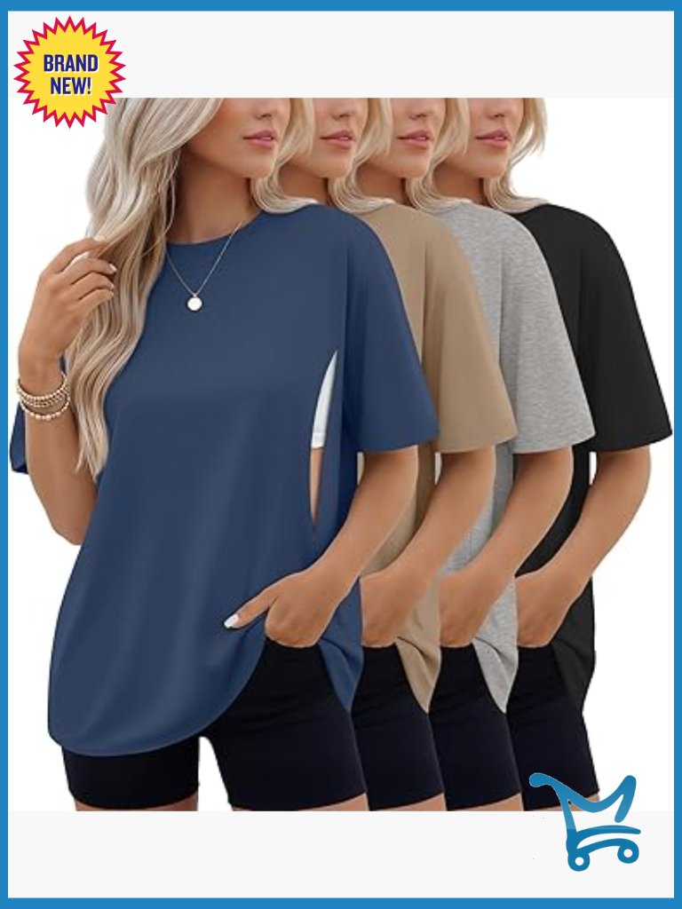 4 Pack Oversized Nursing Shirts With Hidden Zipper Maternity Tees